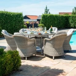 Heritage 6 Seat Round Rattan Fire Pit Dining Set