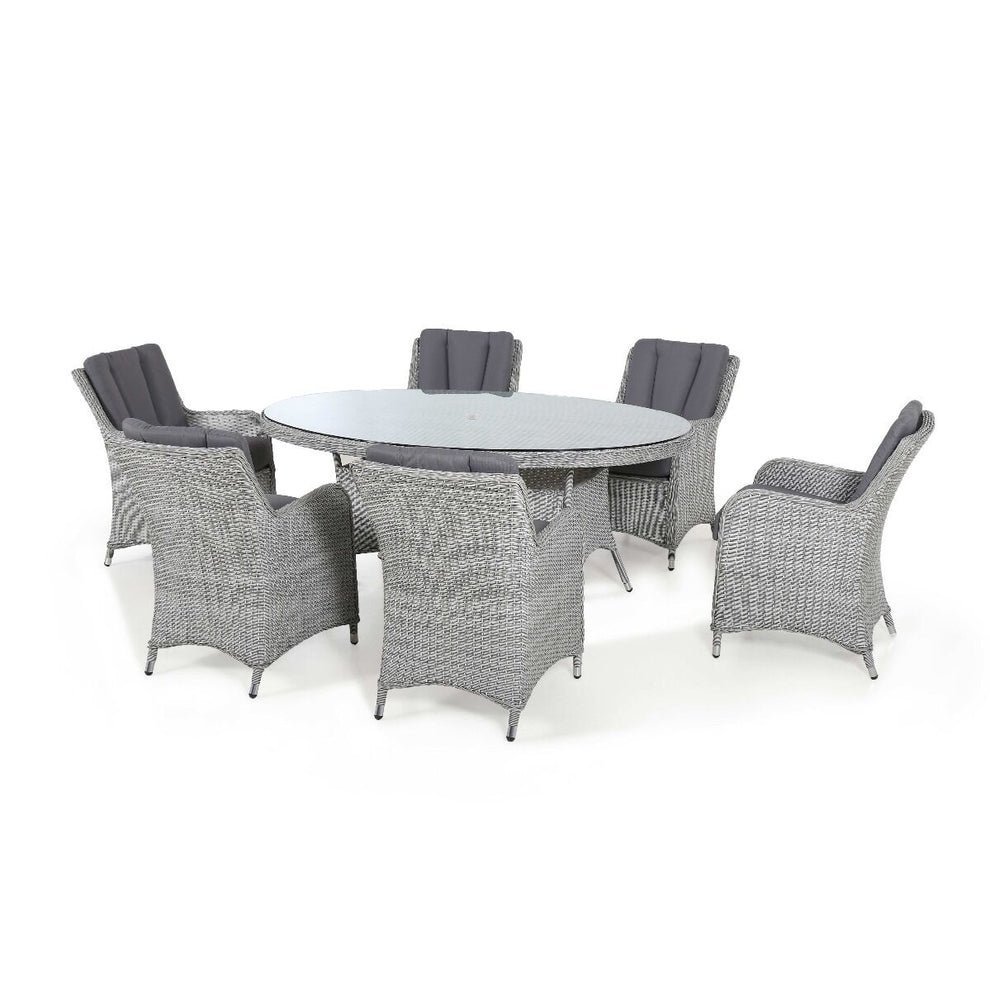 Ascot 6 Seat Oval Rattan Dining Set with Lazy Susan & Weatherproof Cushions - Image 5