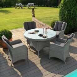 Alternative view of Ascot 4 Seat Round Rattan Dining Set with Weatherproof Cushions