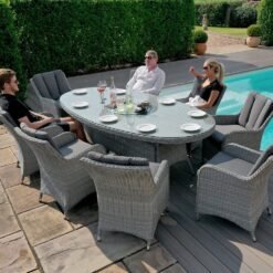 Alternative view of A Ascot 8 Seat Oval Rattan Dining Set with Lazy Susan & Weatherproof Cushions