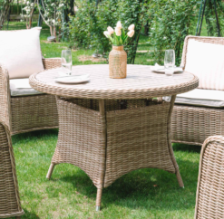 Alternative view of Hampshire 4-Seater Round Wicker Rattan Dining Set, Natural